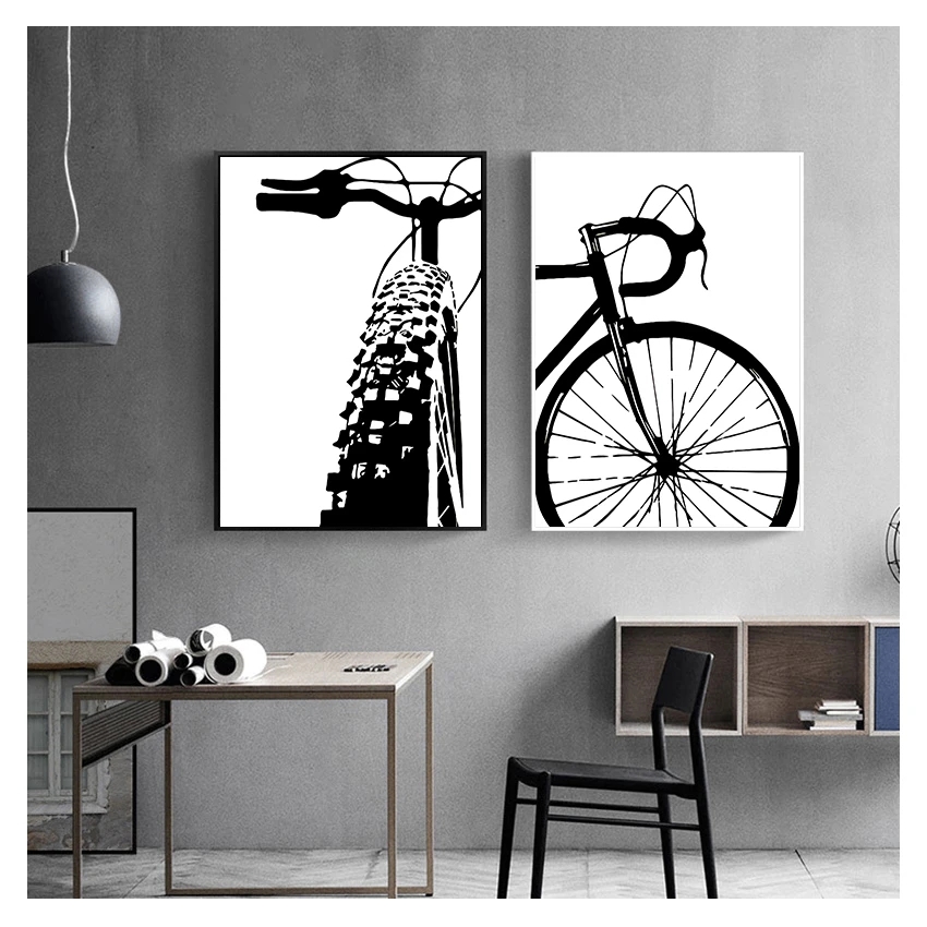 M￥la motiverande v￤ggkonstbilder cykeltryck och affischer present barn rum hem dekor svart cykel konst cykling duk woo