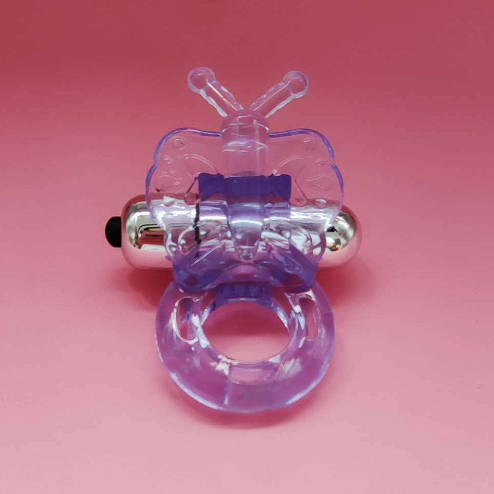 Anello vibrante a farfalla per massaggiare il clitoride, ritardare l'eiaculazione, giocattoli sessuali per adulti per l'uomo_voghion.com