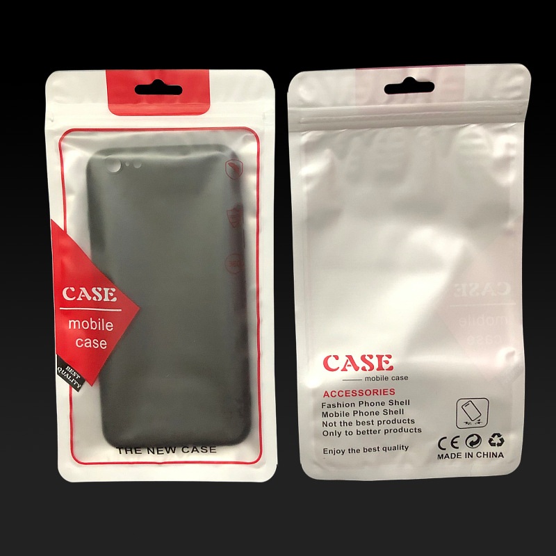 Universal Retail Display Packaging Bag voor iPhone Samsung telefoonhoes Cover -pakketzakken met Hang Hat Dustroof Tassen voor kleine bedrijven