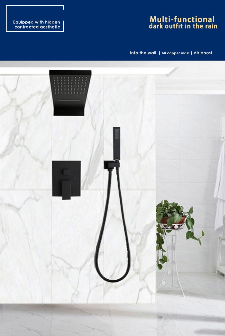 Ensemble de douche dissimulé tout en cuivre, ensemble d'arrosage encastré pour salle de bain à domicile, douche sous pression, vente en gros dans le type de mur, livraison gratuite