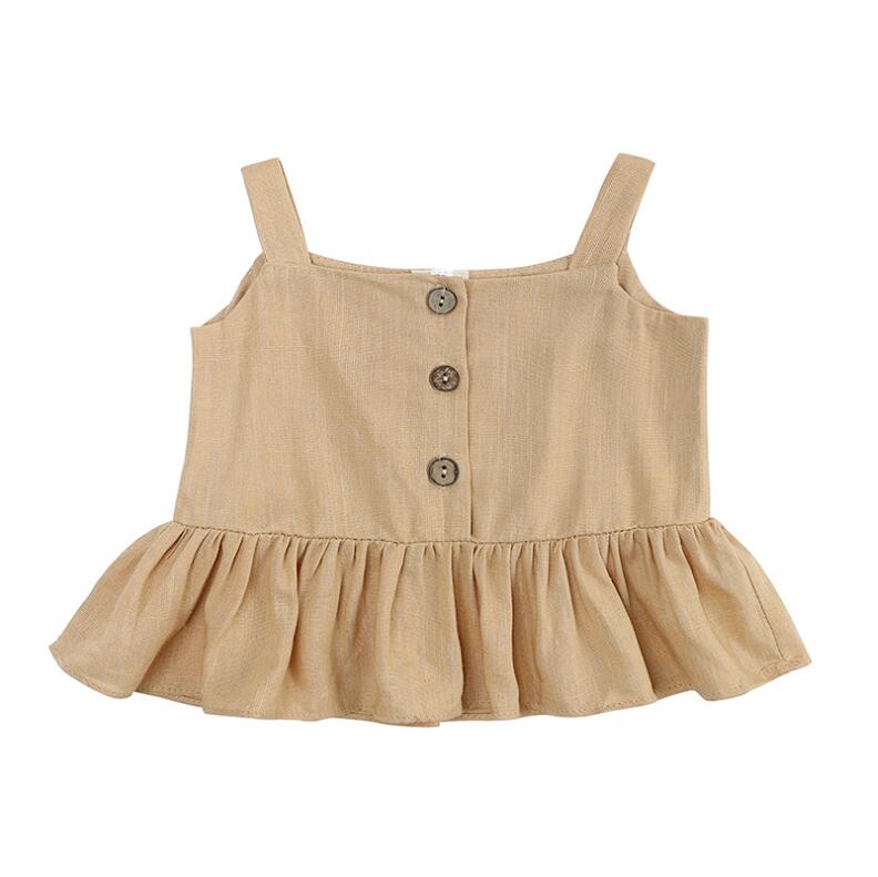 Barn designerkl￤der flickor sommarkl￤der set Suspender Tops Ruffled Shorts Suits Baby Halter Camis Tank Bread Pants Outfits Bloomers WholesaleBC337