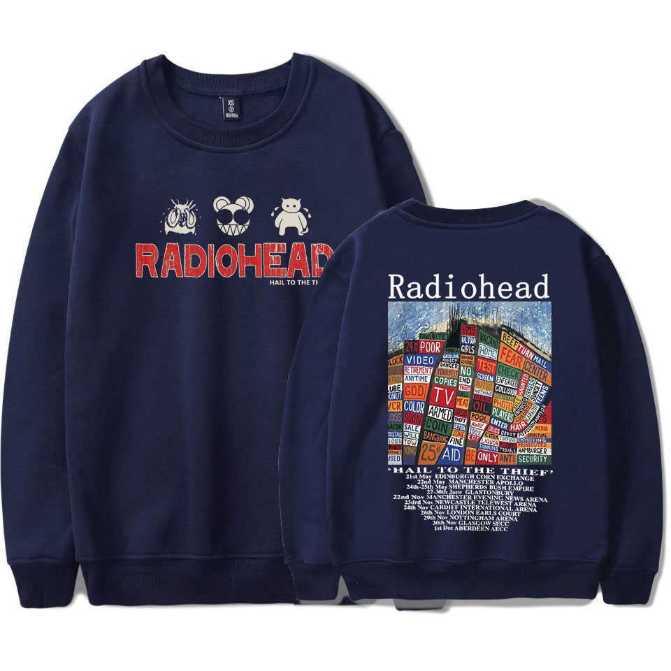 Мужские толстовки Толстовки Radiohead Vintage Print Толстовка для пар Толстовка с капюшоном Хип-хоп Рок-группа Hail To The Thief Музыкальный альбом Флис Уличная одежда Спортивный костюм L230222