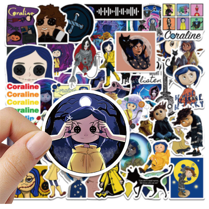 Coraline la Porte Secrète autocollants film d'horreur Coraline mère Graffiti Enfants Jouet Planche À Roulettes voiture Moto Vélo Autocollant Stickers En Gros