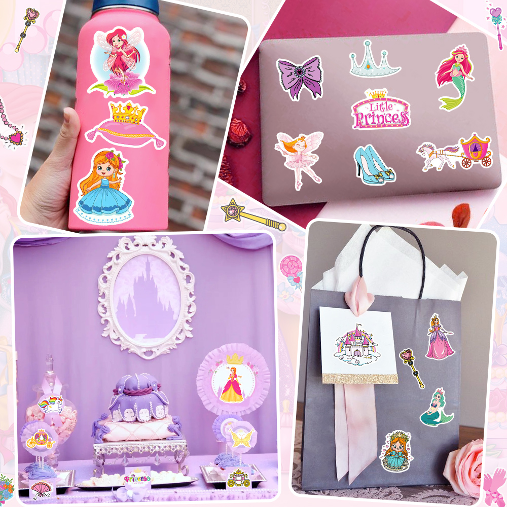 Cartoon Cute Princess Stickers f￶r Girl Diy Laptop Scrapbooking Car kylsk￥p Gitarr Vattent￤t klisterm￤rke Klassiska leksaker