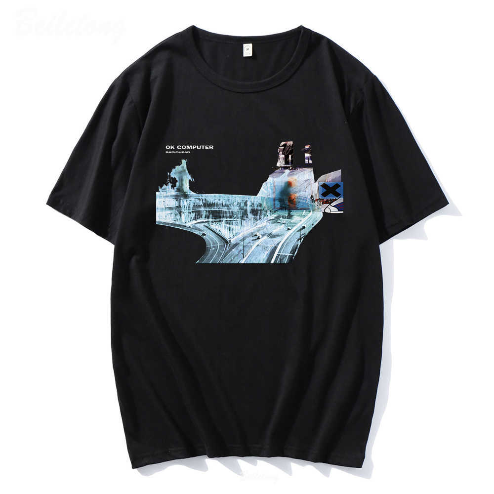 メンズTシャツラジオヘッドTシャツビンテージヒップホップロックバンドグラフィックTシャツストリートウェア90Sコットンコンフォートショートスリーブユニセックスティー556