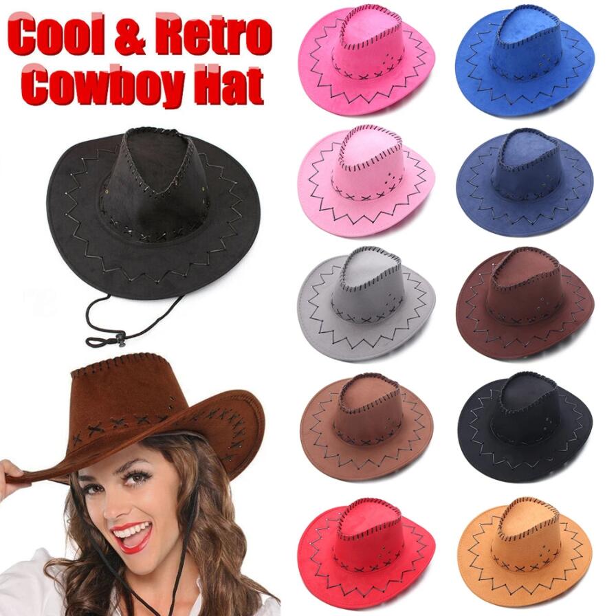 Western Cowboy Hat for Men Women Kids Fedora Outdoor Wide Brim Faux Leather Summer Wide Brim Beach Travel Caps