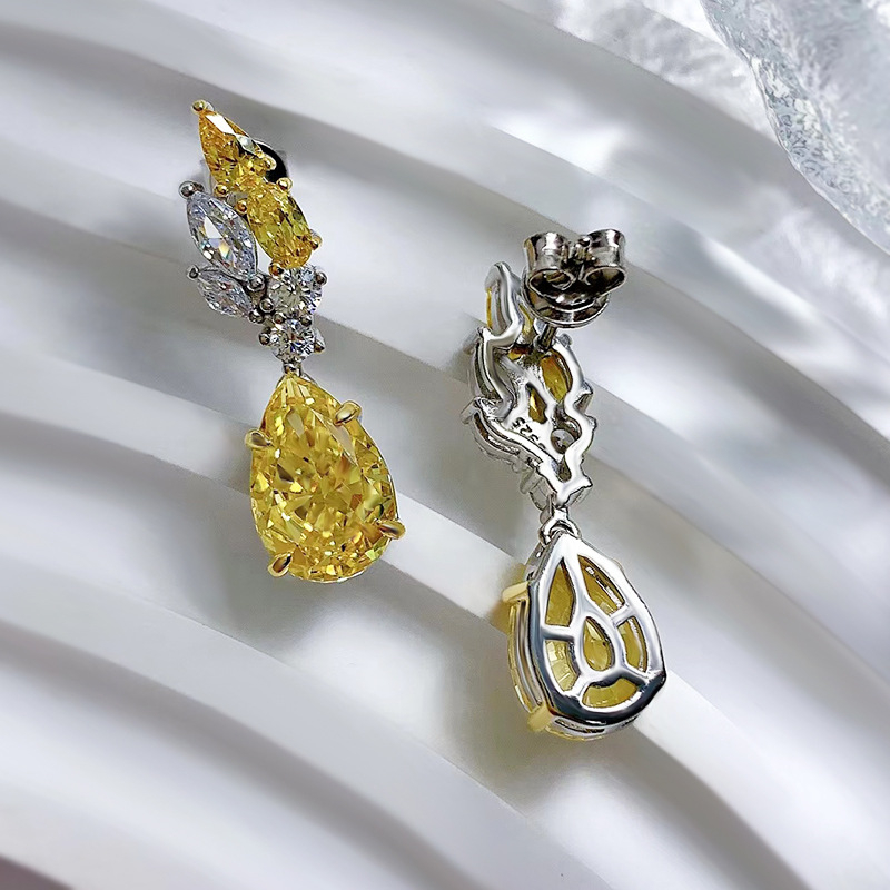 Valuable Topaz Earring Stud Real 925 sterling silver Fashion Wedding Diamond Earringfor Women Promise Engagement Jewelry