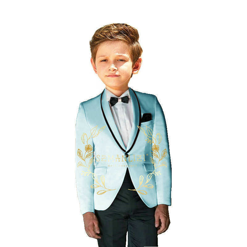 Completi di abbigliamento Set di vestiti bambini formali Set di ragazzi bianchi Scialle con risvolto Host Passerella Smoking da sposa Come Kids Blazer Pants 2 pezzi Outfit W0222