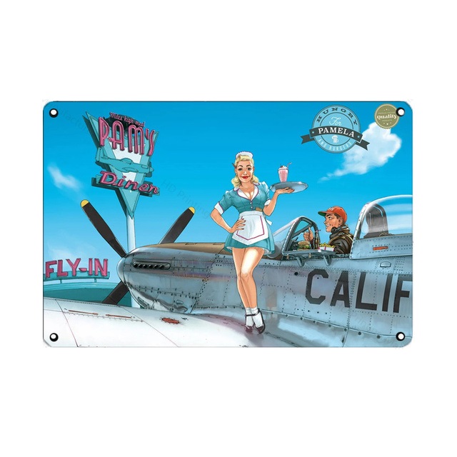 Retro sexy Art Girl Metal Tin Sign Wall Decor lovable Lady Metal Poster Decorative Tin Plates Pub Bar Iron Plaque Man Cave personalized Decoration Size 30X20cm w02