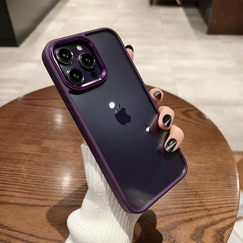 Для iPhone14promax Chace Case Apple 14 модный телефон темно -фиолетовый 13 Золотой аппаратный кольцо