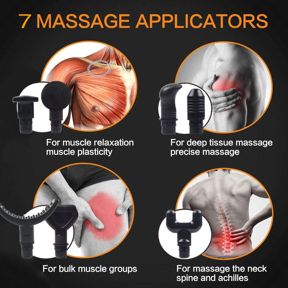 7 têtes LCD tactile 30 vitesses haute fréquence pistolet de Massage Muscle Relax Relaxation du corps masseur électrique thérapie