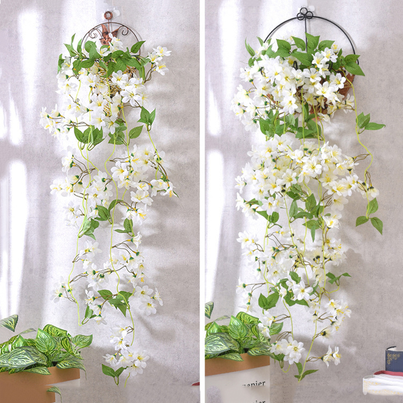 New Artificial Hanging Vine Fake Morning Glory Garden Hanging Wedding Winter Jasmine 100cm Indoor Silk Flowers