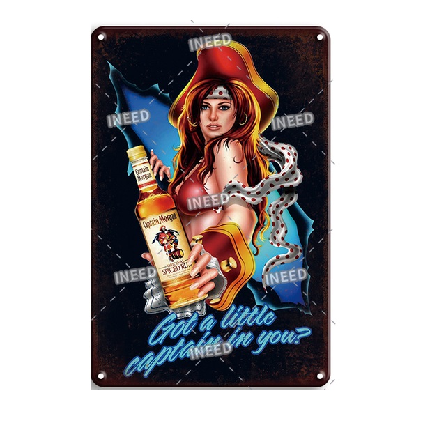 Vintage Sexy Girl Metal Painting Pin Up Girls Metal Sign Retro Beauty Woman Lady Poster Tin Plate Painting Bar Store Pub Man Cave Wall Decor Size 30X20cm w01