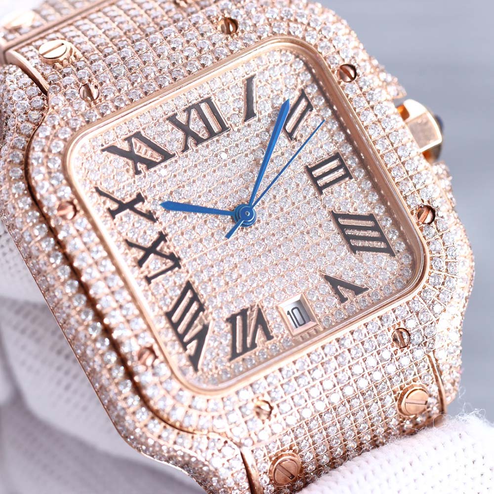 수제 다이아몬드 남성 시계 자동 기계식 시계 40mm 다이아몬드 스터드 스틸 브레이슬릿 손목 시계 비즈니스 손목 시계 Montre de Luxe