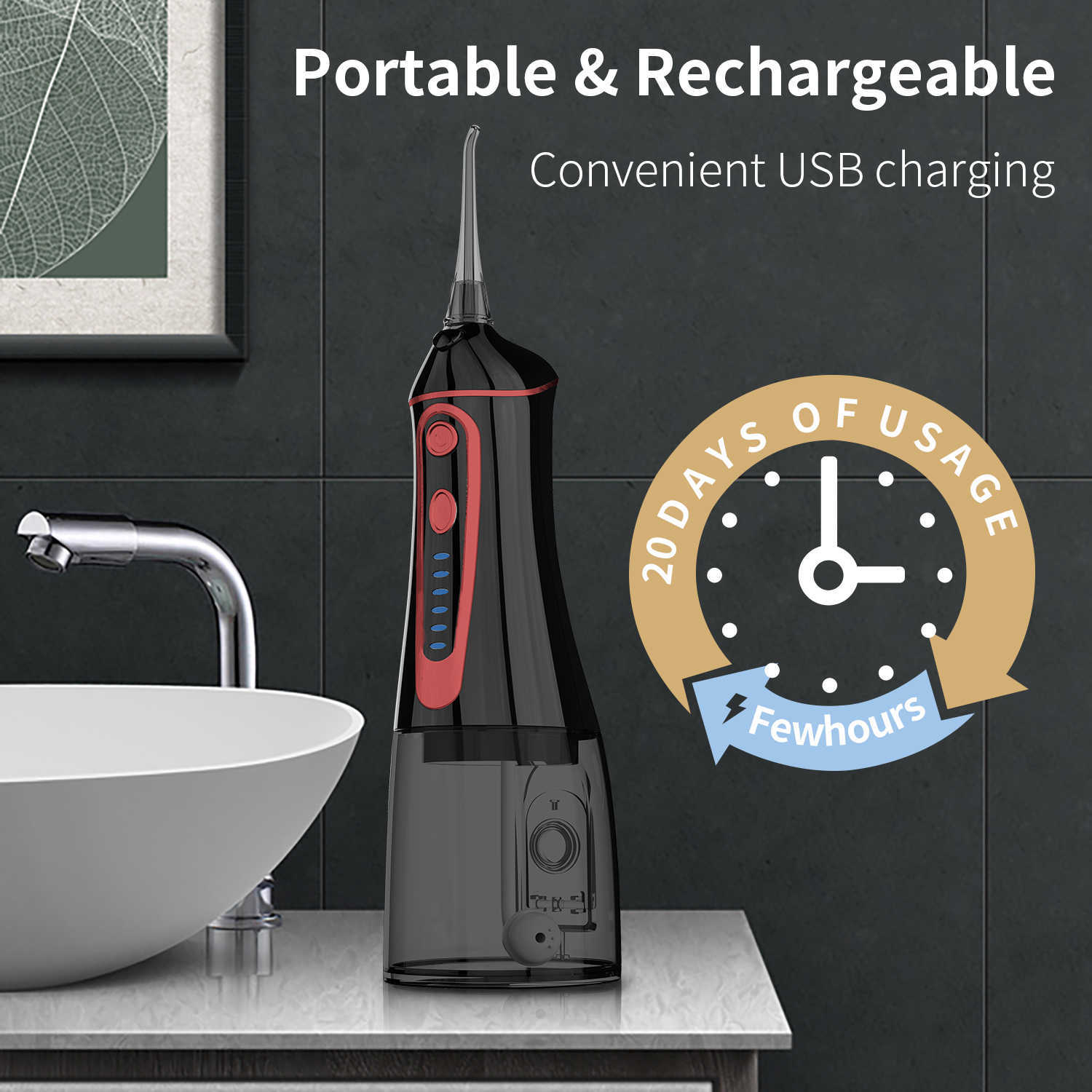 Oral Irrigator USB Rechargeable Water Flosser Portable Dental Water Jet 300ML Water Tank Waterproof Teeth Cleaner 230202