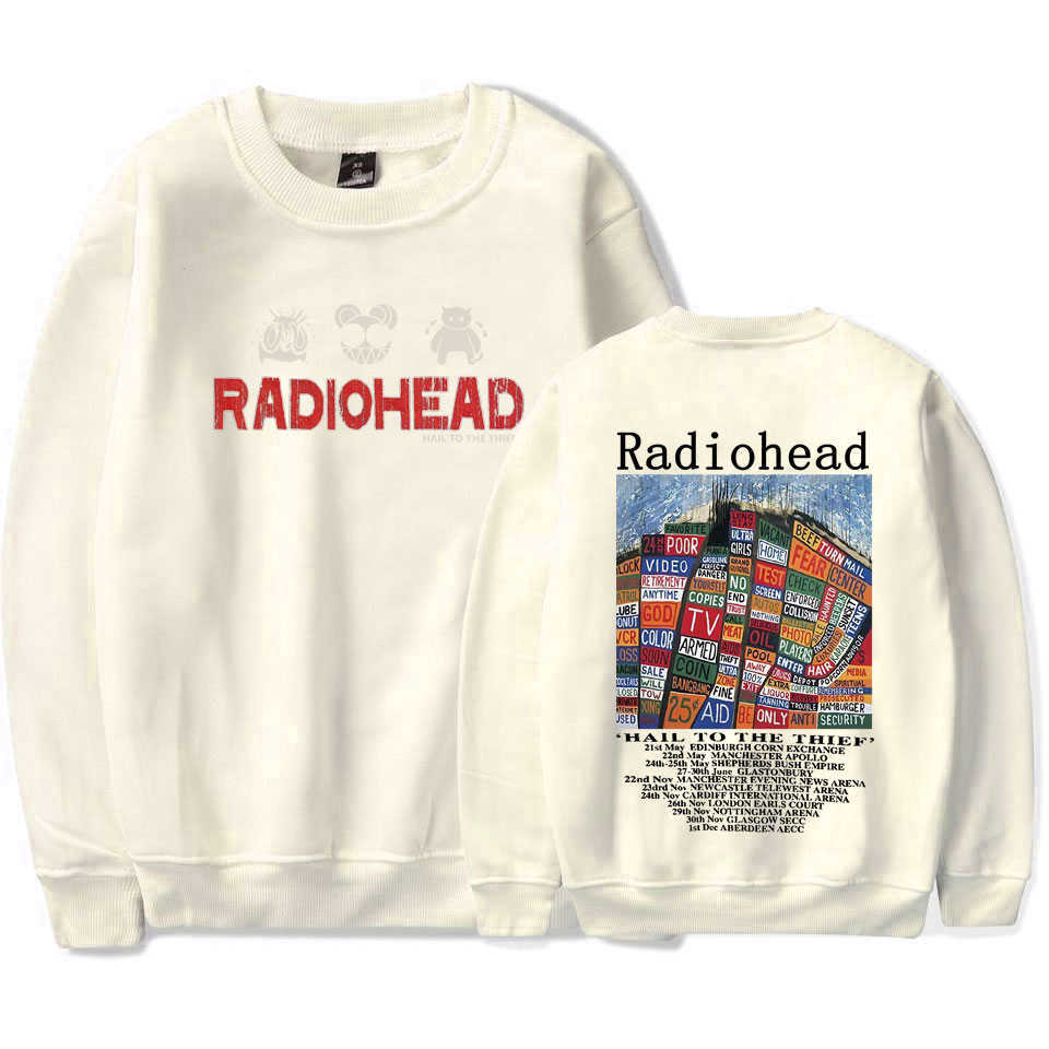 Мужские толстовки Толстовки Radiohead Vintage Print Толстовка для пар Толстовка с капюшоном Хип-хоп Рок-группа Hail To The Thief Музыкальный альбом Флис Уличная одежда Спортивный костюм L230222