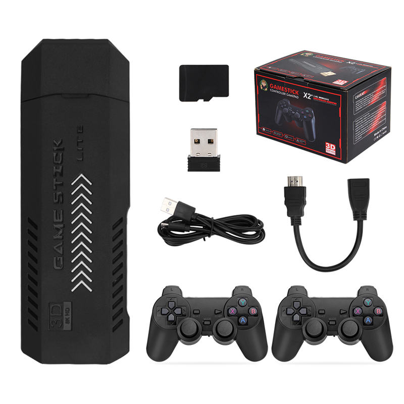 X2 Plus Game Stick 4K Nostalgic Host Consola de videojuegos retro 3D Controladores inalámbricos 2.4G Sistema HD 4.5 incorporado 41000 juegos 40 emuladores