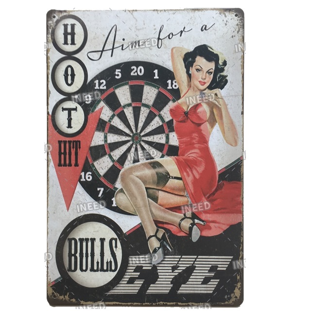 Vintage Metal Tin Sign Sexy Girl Car Posters Beauty Girl Service Tin Signs Sticker for Bar Pub Decoration Metal Plate Poster Girl Metal Painting Decor Size 30X20cm w01