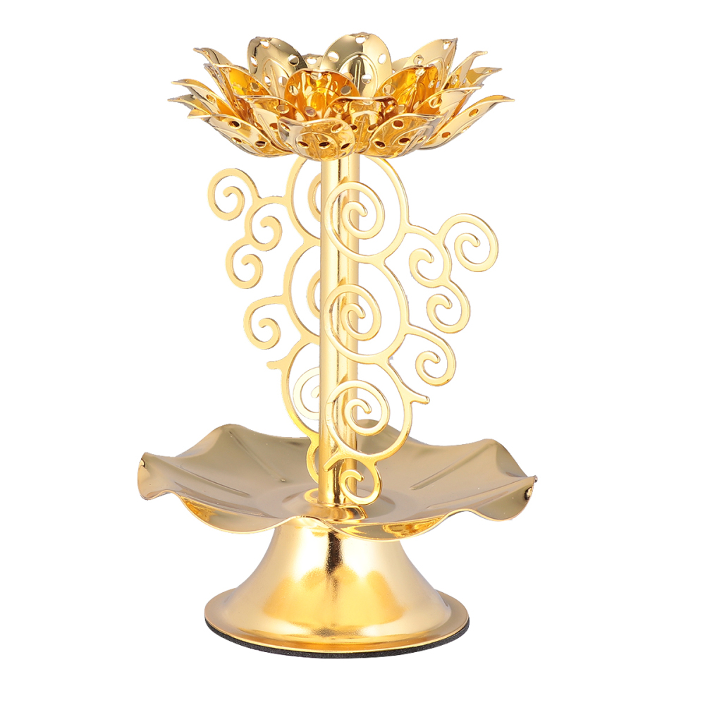 Holder Lotus Gold Diwali Diya Lamp Indian Stand Brass Lamps Oil Flower Decor Holders Tealight Crystal Candelabra Use Lights