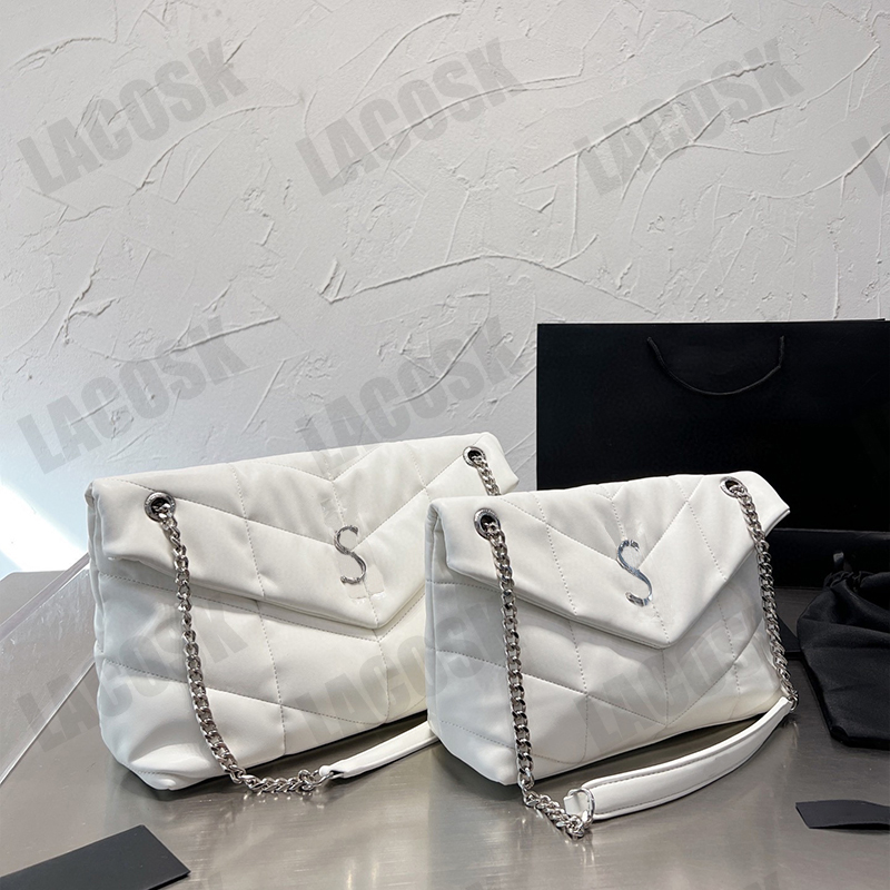 Bolsas de ombro femininas Bolsas grandes femininas Tops de qualidade Carta clássica com diamante Bolsa mensageiro acolchoada Bolsa de corrente dourada macia preta Prata