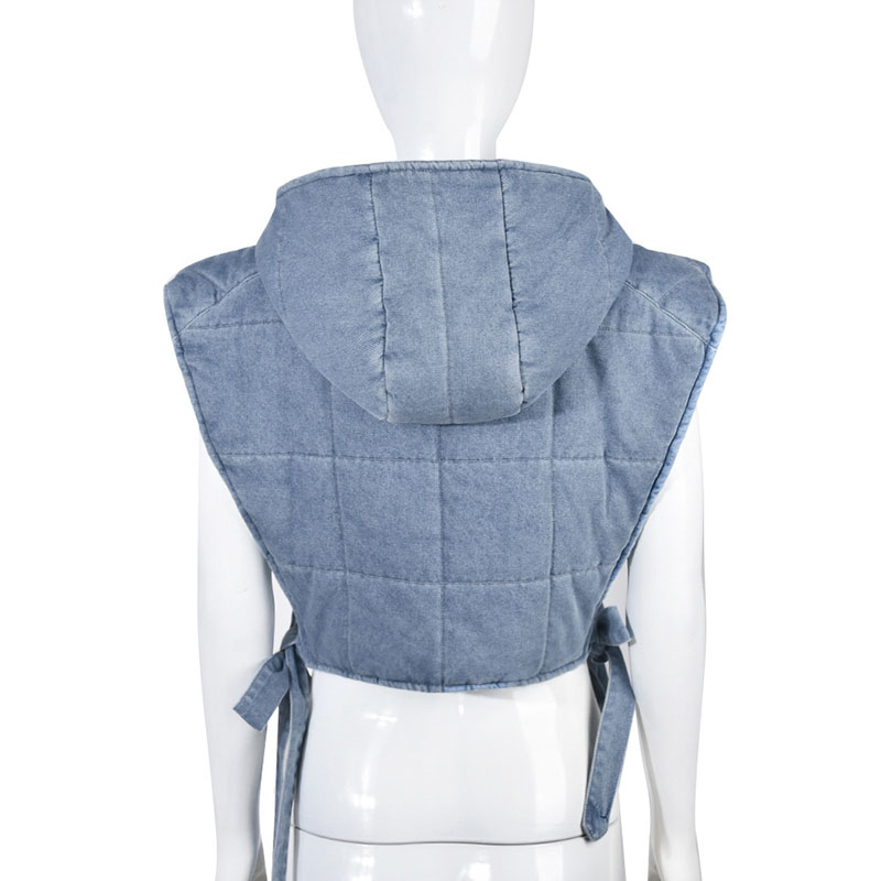 Huva blixtl￥s Vest Cardigan denimklipp Waistcoat Solid Pocket Open Front Sweater Vests Comfy Elegant Hoodie Coat Jacket Toppar Tunika f￶r kvinnor
