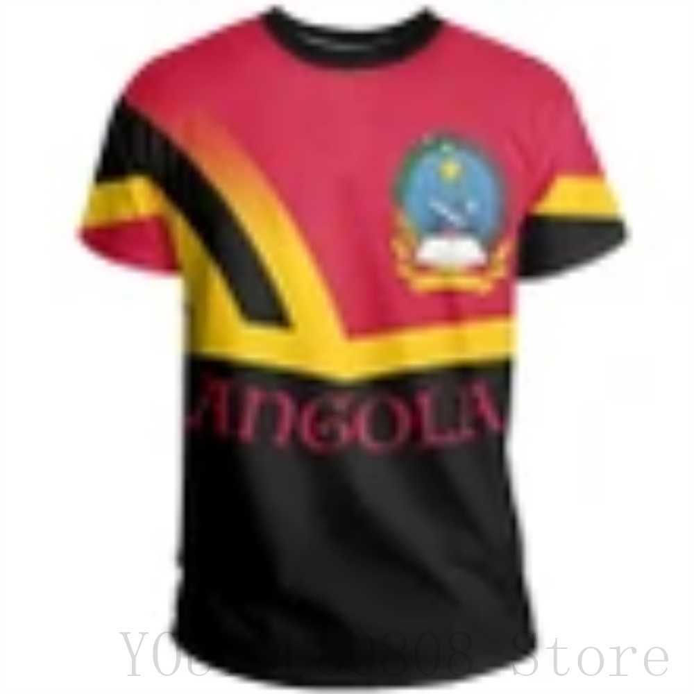 Męskie koszulki Summer Nowa flaga narodowa Angola nadruk okrągły szyja pullover krótki rękawowy swobodny luźny moda męska koszulka uliczna 022223h