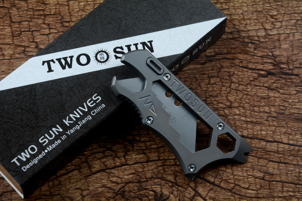 TWOSUN TS149 Schneiden Kunst Messer Utility Multifunktionale Carbon Stahl Klinge Multi-tools TC4 Titan Griff EDC