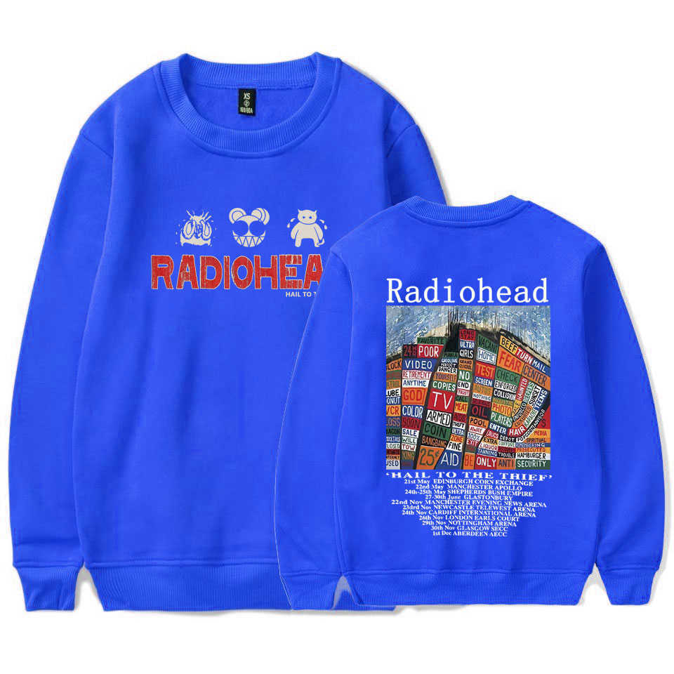 Мужские толстовки Толстовки Radiohead Vintage Print Толстовка для пар Толстовка с капюшоном Хип-хоп Рок-группа Hail To The Thief Музыкальный альбом Флис Уличная одежда Спортивный костюм L230222