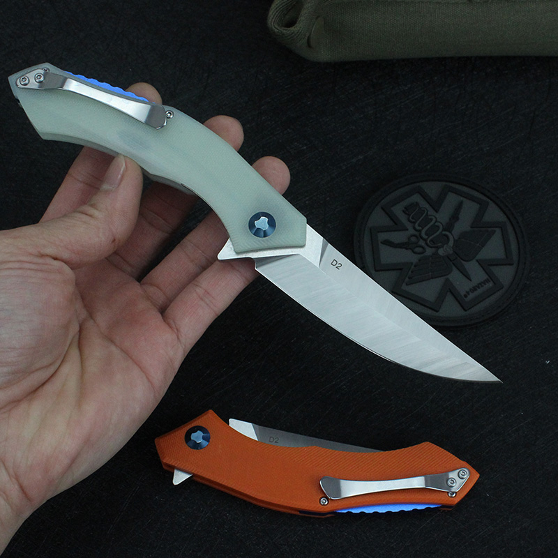 High quality D2 Steel Flipper Bearing Folding Knife G10 Handle Outdoor Survival Multi Tools