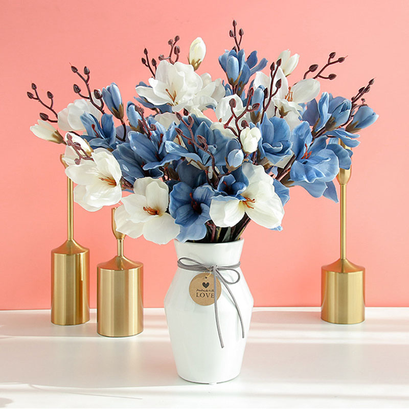 Artificial Silk Flower Bouquet Simulation Magnolia Plant for Home Living Room Decoration Wedding Fake Flowers