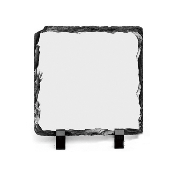 US SHIP Sublimation Blank Slate Rock Stone plate painting Photo Frame matte Heat Transfer Rectangular square round love-heart Picture Frame with Display Holder