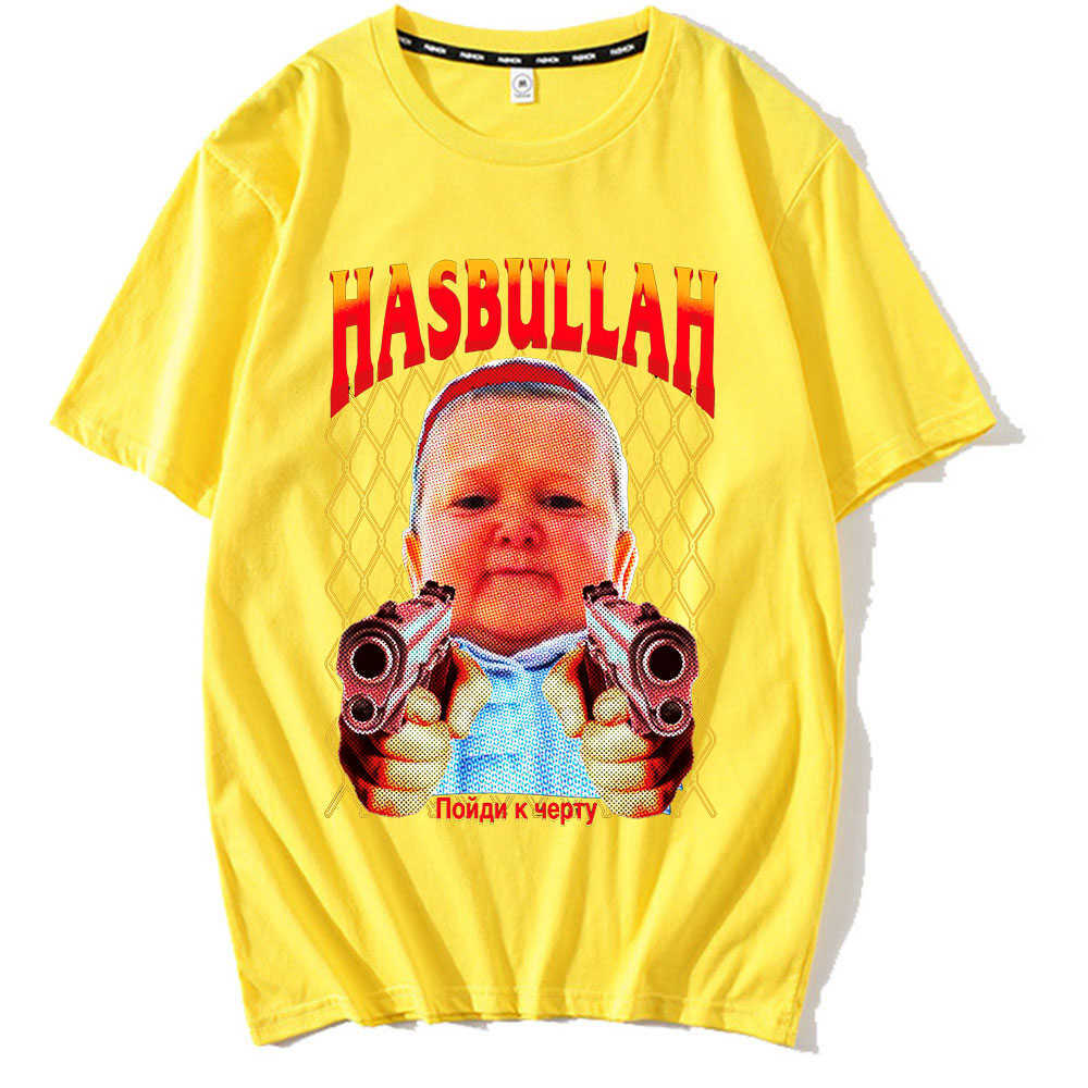 Herr t-shirts hasbulla kämpar meme t-shirt fan gåva mini khabib bloggare t-shirts män kvinnor hög kvalitet överdimensionerad grafik tee skjorta unisex 022223h