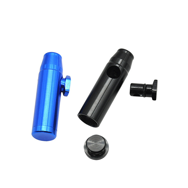 Alluminio Round Bullet Sniffer Snorter Dispenser Polvere Scatole 54MM Punte bocca in metallo Scatola tabacco da fiuto Nasale Bottiglia di stoccaggio a prova di perdite Rocket Bullet