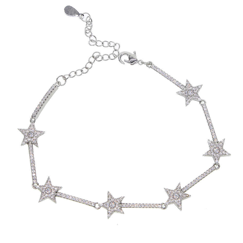 Gliederkette 2022, geometrischer Cz-Stern-Stab, Gliederkette, Tennis-Armband, Mikro-Pavé-Cz-Zirkonia, bezaubernder Schmuck für Frauen und Mädchen, Weihnachten, G230222