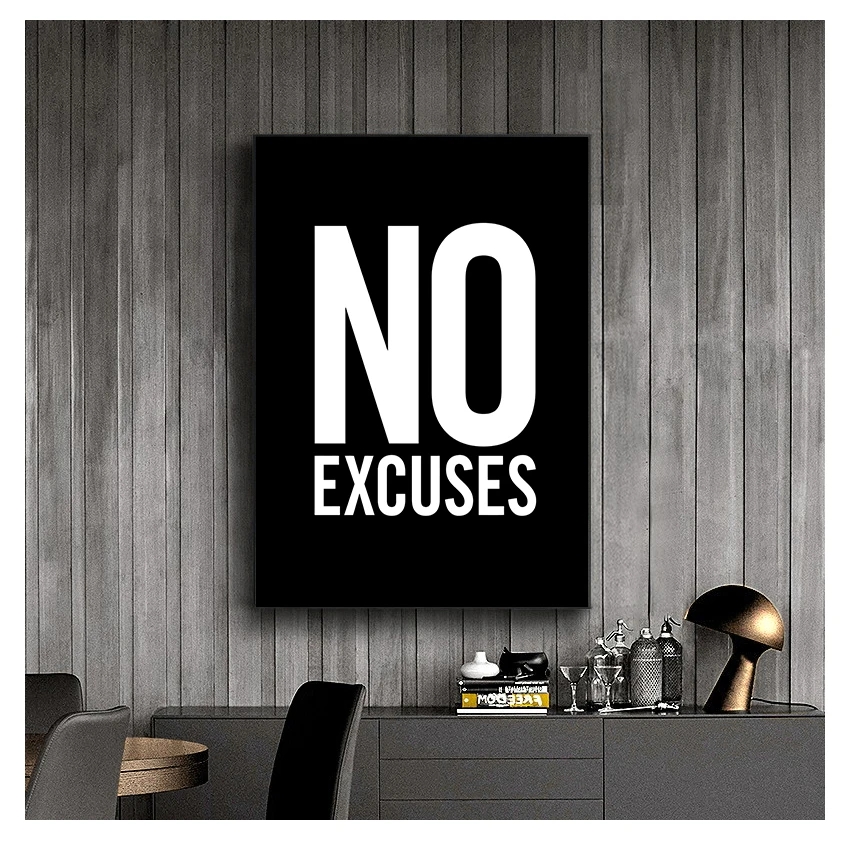 Fitness Poster Gym Wall Decor Motivational Art Typography Modern Canvas Painting Decoration No Excuses Inspirational Quote Woo