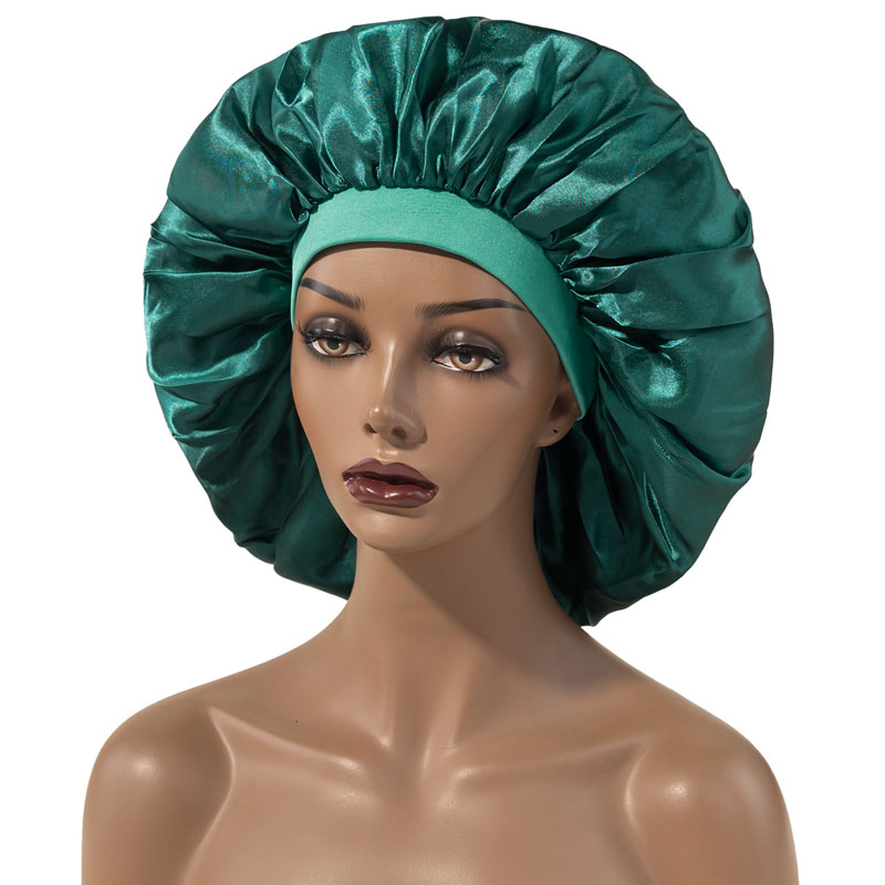 Couleur solide satin grand chapeau de nuit pour femmes fille fille élastique chapuchis de sommeil