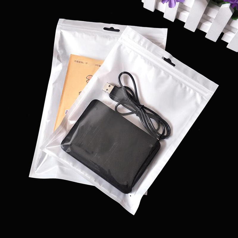 White/Clear Plastic OPP Package Bag With Hang Hole For Iphone 14 Pro Max 13 12 Case Cover Cable Display Dustproof Zipper Lock Bags Big Size 12*21cm