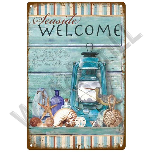 Strand tin bord plaque metalen zomerteken metalen plaat muur decor voor strandbar house surf club decoratief ijzeren schilderij poster 30x20cm w03