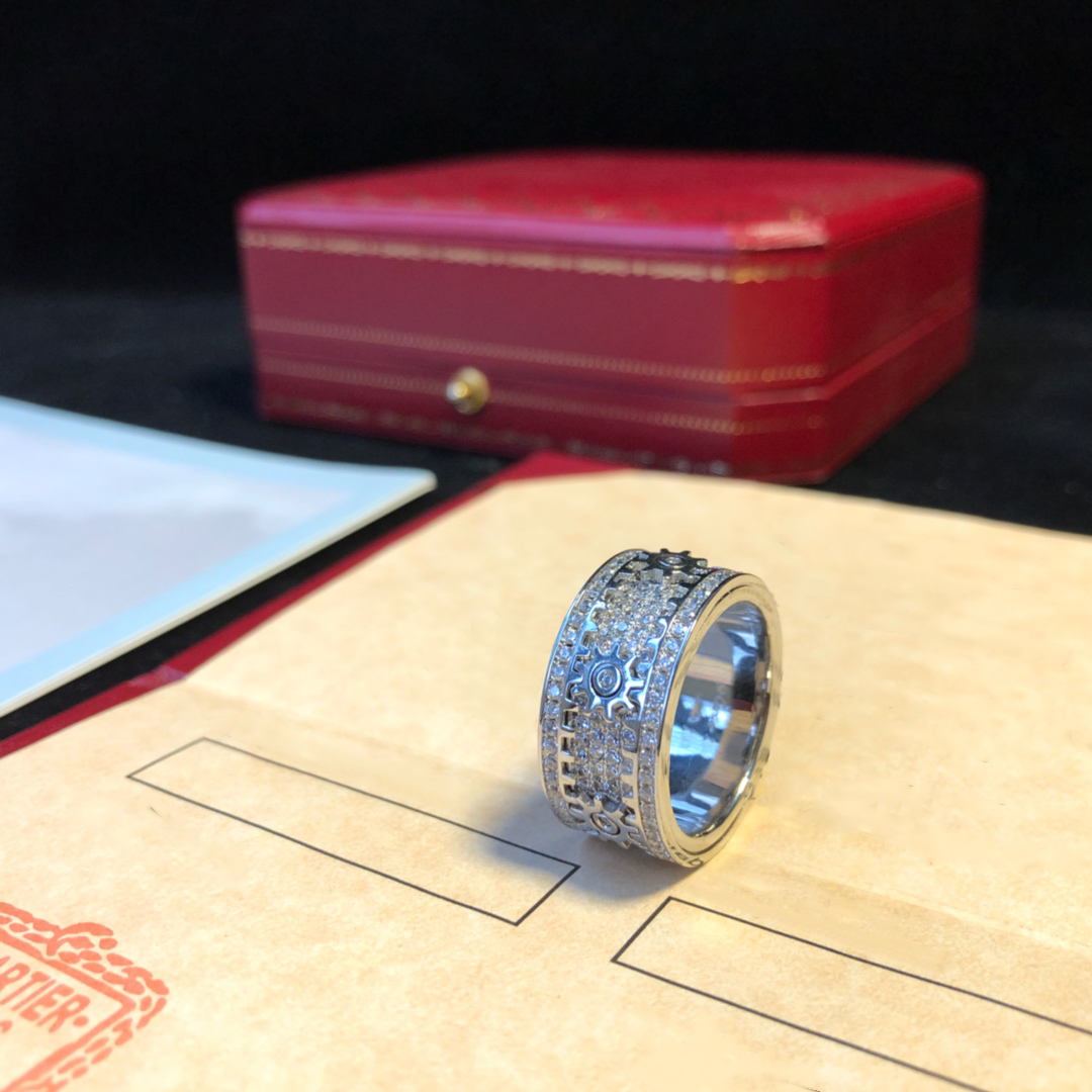 Luxurys Designers Ring Gear Rings For Women Men Full Diamond Engagement Jewellery Gears Can Turn Casual Party337u
