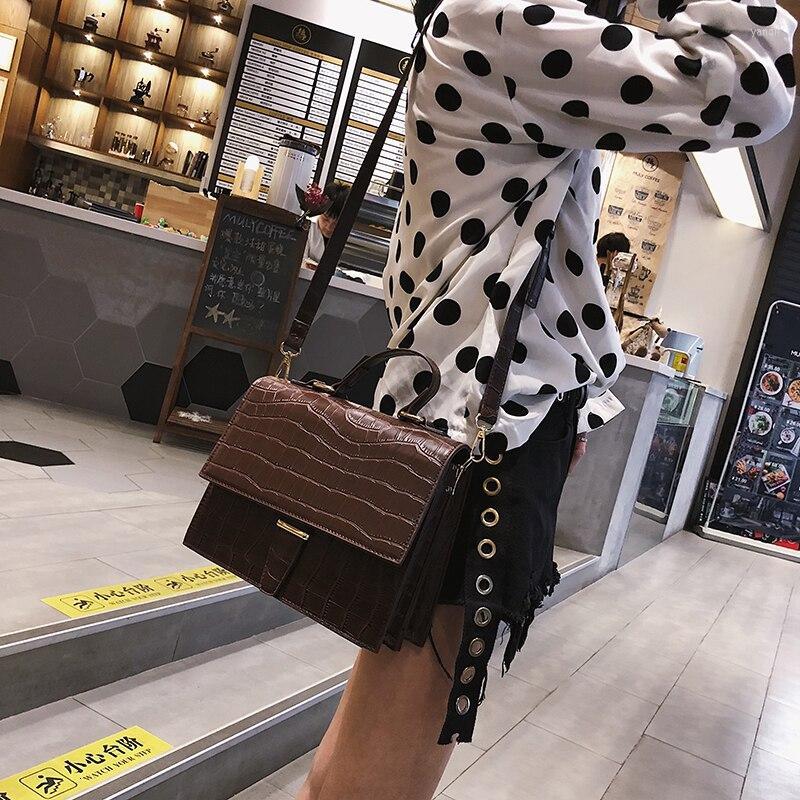 Evening Bags Korean Style Women Handbags Female Briefcase Unique Alligator Ladies Shoulder Messenger Bag 2023 Black Khaki Crossbod204E