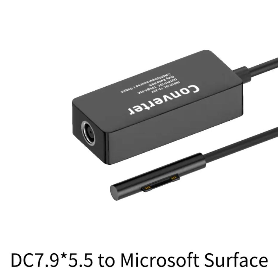 65W 15V 4.33A Adapters Converter f￶r Microsoft Surface Tablet Power Adapter DC Round Hole Square Port Type-C till Microsoft Surface Pro 4/5/6/8/8/9/x