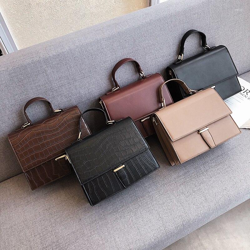 Evening Bags Korean Style Women Handbags Female Briefcase Unique Alligator Ladies Shoulder Messenger Bag 2023 Black Khaki Crossbod204E