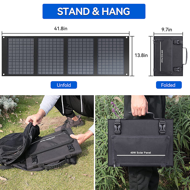 Solar-Rucksack, 100 W, faltbares Solarpanel-Ladegerät mit 18 V DC-Ausgang für tragbaren Solargenerator mit USB-A, USB-C QC 3.0 für Outdoor-Camping-Van-Wohnmobil-Ausflüge