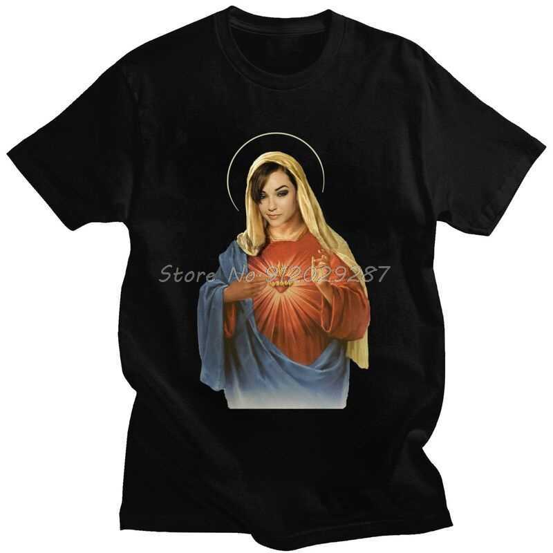 Men's T-Shirts Sasha Grey Men T Shirt Pre-shrunk Cotton Tees Holy Mother Mary Tshirts Short Sleeve Novelty Streetwear Fashion T-shirt Clothing 022223H