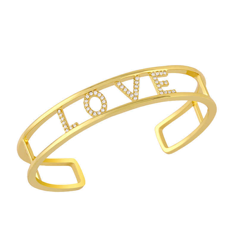 Cadena de eslabones FLOLA Micro Pave Heart Cuff Pulseras para mujeres Chapado en oro Curb Link Love Pulseras Brazalete ValentinesDay Joyería Regalos brtc76 G230222