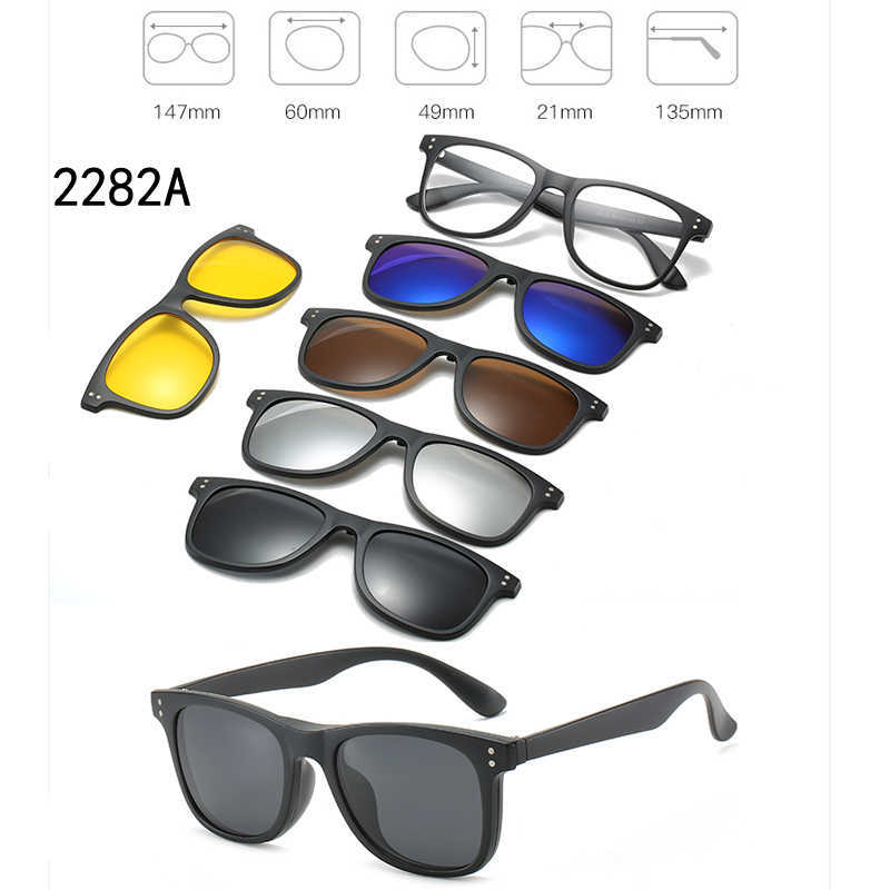 Sunglasses 6 In 1 Custom Men Women Polarized Optical Magnetic Sunglasses Clip Magnet Clip on Sunglasses Polaroid Clip on Sun Glasses Frame G230223