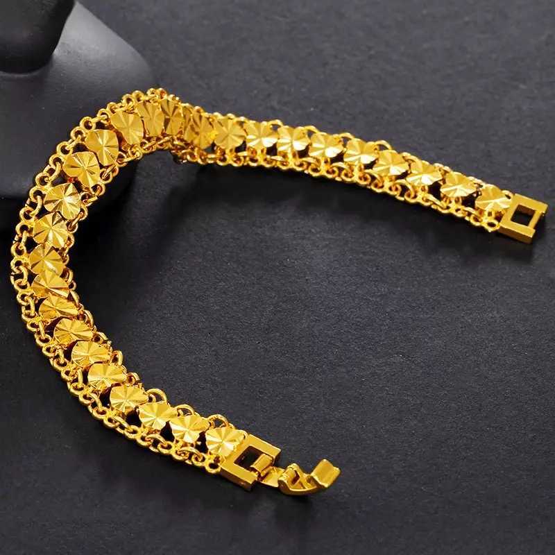 Lien chaîne 24k or Bracelet voiture fleur coeur mode Bracelet haute qualité femmes mariage fiançailles bijoux cadeau G230222