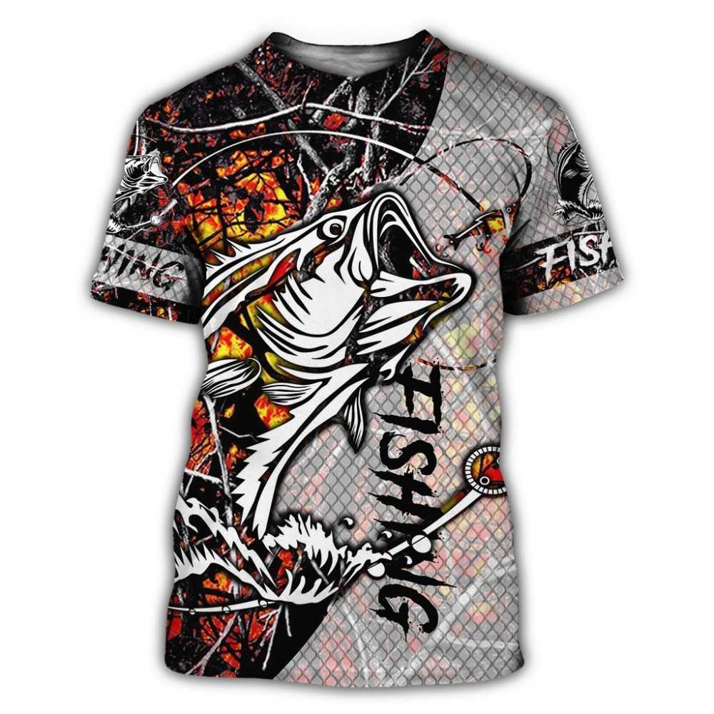 Camisetas masculinas de pesca linda camuflagem 3D T-shirt masculino Harajuku Moda de manga curta Camisa de verão Summer Fashion Tamanho grande cl 022223h