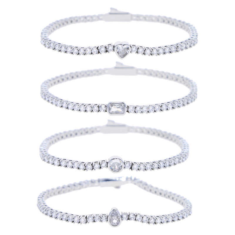 Lien Chaîne Iced Out Bling Mode Femmes Bijoux Géométrique Mince Mince 2.5 MM CZ Tennis Chaîne Femmes Fille Bracelet Haute Qualité G230222