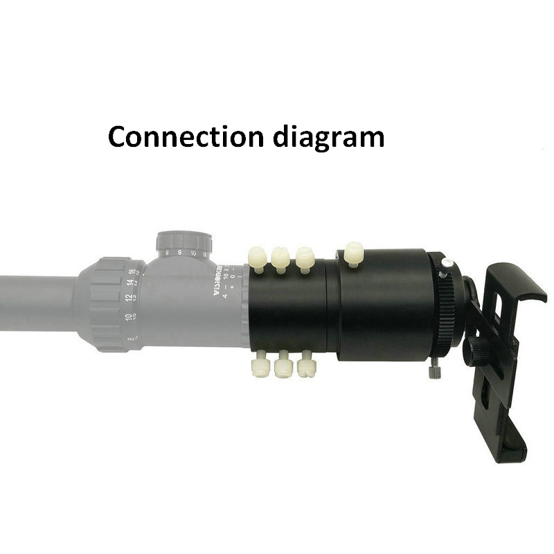 Single Telescope Collimator ansluten till mobiltelefonkamerafästet roterande fokusering